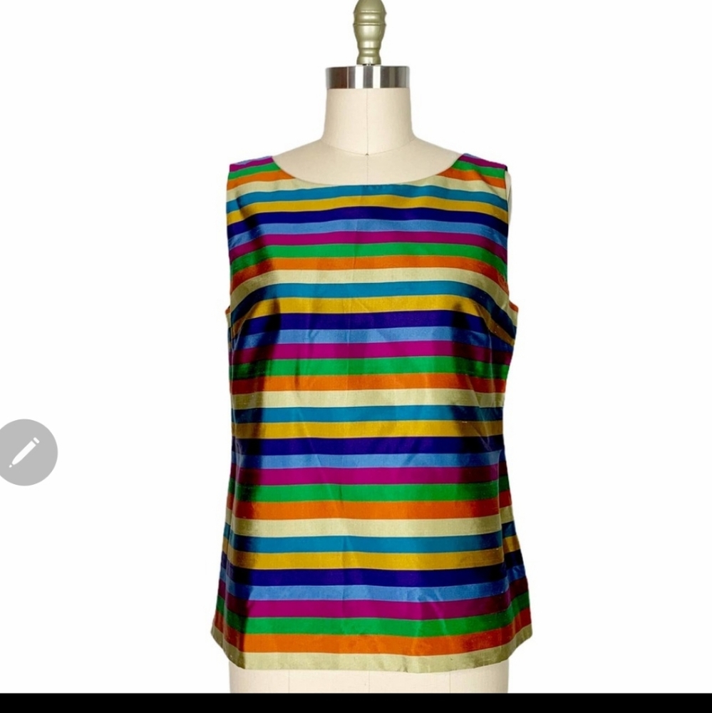 NWOT! Talbots SILK sleeve less shell Top Multicolor - Picture 1 of 10